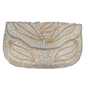 Vintage Beaded Clutch – Iridescent Sequins – Made in Japan Formal Evening Bag